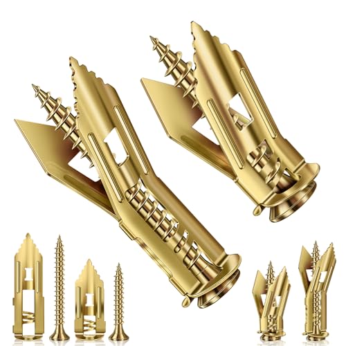 160 Pcs Self Drilling Drywall Anchors with Screws, 2Sizes 80 Sheetrock Anchors & 80 Zinc Expansion Screws, for Picture Frames, Shelves, TV, Zinc Plated Steel, No Drill Needed