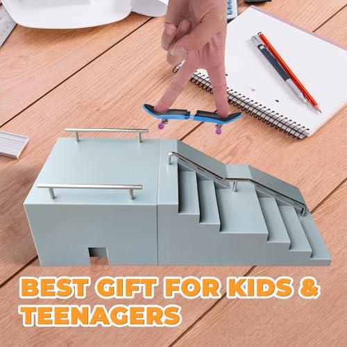 Simhoa Finger Skateboard Ramp, Mini Fingerboard Ramp, Plastic Skateboard Obstacle, Training Props for Finger Skill Development, Desk Skatepark Toy & Gift for Kids Teens Fingerboard Players, Stairs - size: Stairs