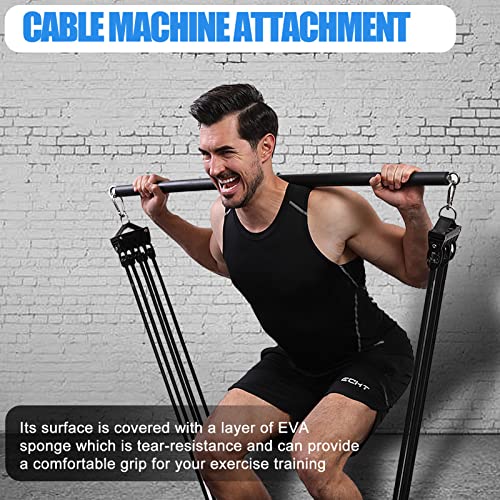 Non-Detachable LAT Pull Down Bar Cable Attachments for Gym, LAT Pulldown Attachments, Straight Bar, Resistance Band Bar for Weightlifting Workout - color: Long bar 2