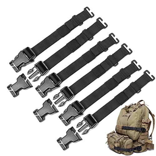 6 Pcs MOLLE Tactical Straps Adjustable Backpack Straps Attachment Webbing - color: Black