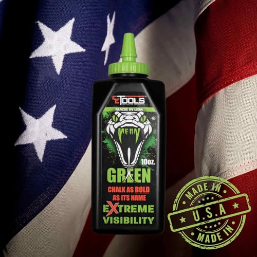 CE TOOLS Mean Green® Marking Chalk, Color GREEN, EXTREME VISIBILITY, MADE IN USA -10 oz (283.5g) For Chalkline, Hydrophobic, Construction Chalk. - color: MEAN GREEN