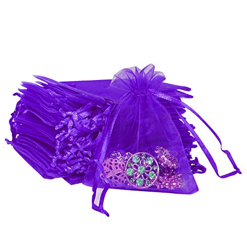 Boshen 100/200PCS Organza Gift Candy Sheer Bags Mesh Jewelry Pouches Drawstring Bulk for Wedding Party Favors Christmas (3" X 4"(100PCS), Purple) - color: Purple-3" X 4"(100PCS)