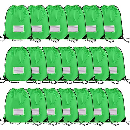 20 Pcs Drawstring Bags,Bulk Draw String Backpack, DIY Gym Sports Cinch Bag Sackpack for Women Men, Green - color: Green