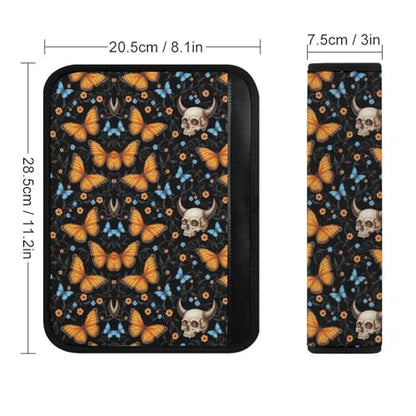 2PCS Halloween Moth Butterfly Horror Skeleton Skull Seat Belt Shoulder Pad Soft Padded Harness Pads Strap for Adults and Children, All Vehicles, Anti-Slip Pad - color: Pattern 991