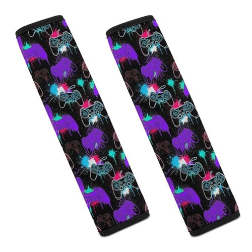 2 Pack Video Game Gaming Art Seat Belt Shoulder Pad Breathable Shoulder Harness Cover for Child, All Vehicles, Neck and Shoulder Support - color: Pattern 338