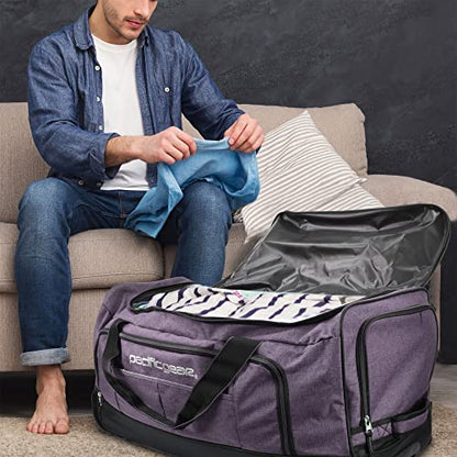 Pacific Gear Duffel Bag with Rolling Wheels - color: Purple, size: 30 inch