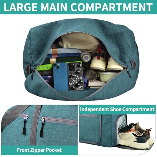 Dimayar 85L Foldable Duffle Bag, Travel & Weekender, Overnight, Gym | Lightweight, Carry-on, Packable, Waterproof & Tear Resistant, Travel Duffel Bag with Shoes Compartment for Men Women - color: Green, size: 85L