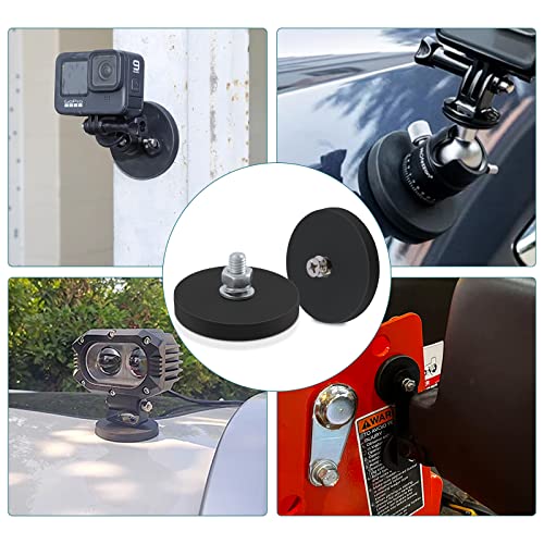 MAGXCENE 4Pack Rubber Coated Mounting Magnets, 120LBS Bolt on Magnets with M4 Threaded Studs and Nuts, Strong Flag Neodymium Magnet Mount Base with Rubber Coating Non-Slip, Anti-Scratch - size: 3.46x0.33in M4-4pack