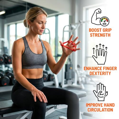 4PCS Finger Exerciser, Grip Strength Trainer and Finger Strengthener with Four Resistance Levels, Progressive Hand Training for Athletes Five Finger Training Puller with Extension Bands