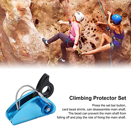 Self Locking Rope Grab, Detachable Main Shaft, Blocking Tooth for Rope Gripping, Strength Magaluma Material, Blue, for Rock Climbing and Engineering Fall