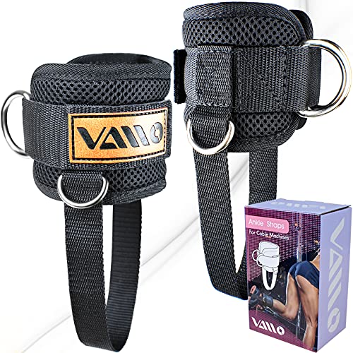 VAIIO Ankle Straps for Cable Machines,Adjustable Comfort fit Neoprene, Reinforce Double D-Ring - Premium Ankle Cuffs to Improve Abdominal Muscles, Lift The Butts, Tone The Legs for Men & Women - color: Black - Strong