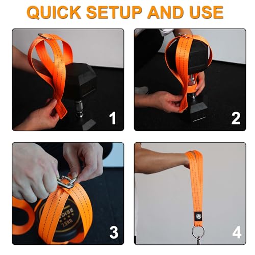 J Bryant Fitness Dumbbell Loading Strap for Dip Belt Weight Plate Loading Strap Heavy Duty Weight Belt Accessories - color: Orange Set