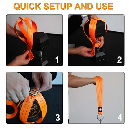 J Bryant Fitness Dumbbell Loading Strap for Dip Belt Weight Plate Loading Strap Heavy Duty Weight Belt Accessories - color: Orange Set
