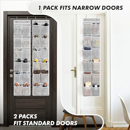 Simple Houseware 24 Pockets - 2PK 12 Large Pockets Over Door Hanging Shoe Organizer, Grey - color: Gray