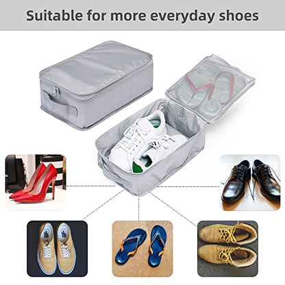 Travel Shoe Bags, Foldable Waterproof Shoe Pouches Organizer-Double Layer (4 Grey Shoe Bag) - color: Grey, size: 4 Packs