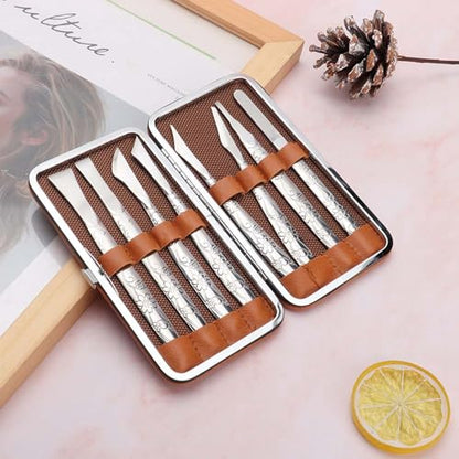 8Pcs Ingrown Toenail Removal Kit, Stainless Steel Pedicure Kit, Pedicure Knife Dead Skin Removal, Ingrown Toenail Treatment Tool Set with A PU Leather Box
