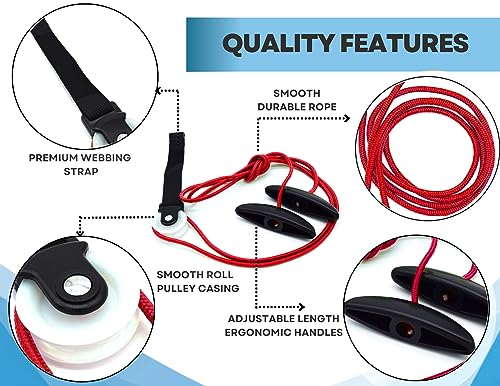LiftAid Shoulder Pulley for Physical Therapy with Exercise Guide - Improves Shoulder Strength & Range of Motion - Reduces Pain, Helps in Muscle Recovery - Physical Therapy Equipment (Red) - color: Red