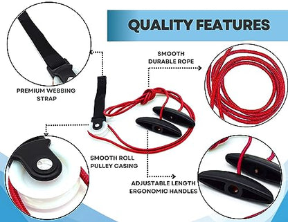 LiftAid Shoulder Pulley for Physical Therapy with Exercise Guide - Improves Shoulder Strength & Range of Motion - Reduces Pain, Helps in Muscle Recovery - Physical Therapy Equipment (Red) - color: Red