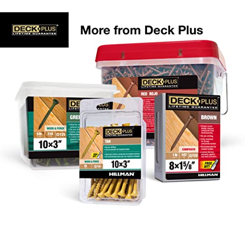 Deck Plus Deck Screws, #10 x 3-1/2in, 365 Pieces, Brown | Epoxy-coated steel, star drive with T25 bit, self-drilling coarse thread for decking, fencing, and treated lumber - color: Brown, size: #10 x 3-1/2", style: 275 pcs