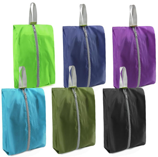 BeeGreen Colorful Dance Shoe Organizer Bags - 6 Pack with Zipper Closure and Handle, Portable Nylon Shoe Bags for Storage, Men's and Women's Travel Gifts - color: Black, Dark Green, Purple, Lake Blue, Fruit Green, Navy