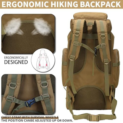 Hiking Backpack for Men 70L/100L Camping Backpack Military Rucksack Molle 3 Days Assault Pack for Climbing | Camping Backpack - color: 70l-khaki