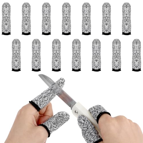 14 Pieces Finger Covers, Ymapinc Finger Sleeve Cots Protector for Finger Tips, Reusable Thumb Finger Protectors Cut Resistant Guards for Kitchen Sculpture Work