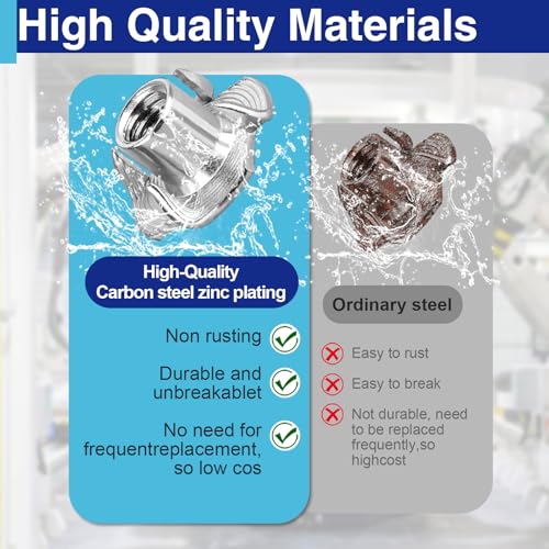 26PCS 1/4"-20 T Nuts for Wood, Zinc-Plated 4-Prong Tee Nuts | Carbon steel construction, Hammer-in installation design - style: 26 PCS 1/4"-20 Size