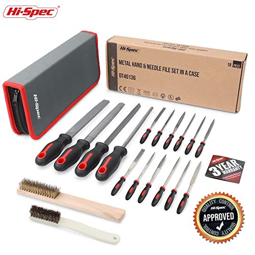 Hi-Spec Metal Hand & Needle Files Tool Kit Half Round Wood and Crafts | 18pc, everyday fixes made easier, organized portable storage, beginner-friendly selection, apartment and office tasks, tidy - size: 18 pieces
