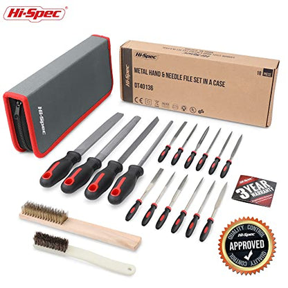 Hi-Spec Metal Hand & Needle Files Tool Kit Half Round Wood and Crafts | 18pc, everyday fixes made easier, organized portable storage, beginner-friendly selection, apartment and office tasks, tidy - size: 18 pieces