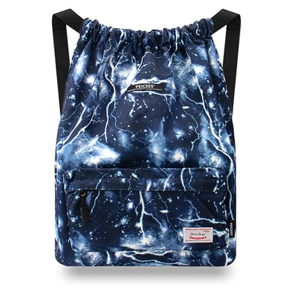 Peicees Waterproof Drawstring Sport Bag Lightweight Sackpack Backpack for Men and Women | Waterproof - color: X_lightning