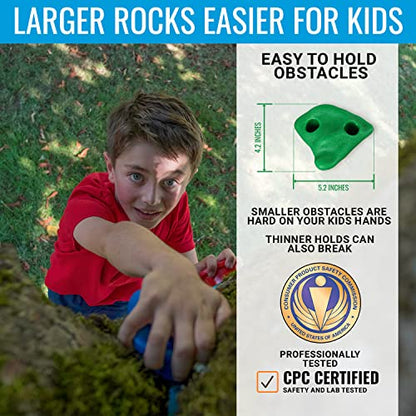 Hyponix Ninja Tree Climbing Kit – 16 Large Rock Holds & 8 Ratchets, 10-Minute Setup, Thicker Textured Grips, Supports 250lbs, CPC Certified Safety, Portable Bag – Backyard Fun & Ideal Gift for Kids - style: Monkey Tree Climbers 2.0