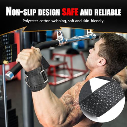 VAIIO 2Pcs Adjustable Weight Lifting Straps with D Ring Non-Slip Dot Design | Wrist Support, 7mm Neoprene, Padded, Breathable Mesh, Quick-Detach, Hook-Loop, Reinforced, Polyester-Cotton, Unisex