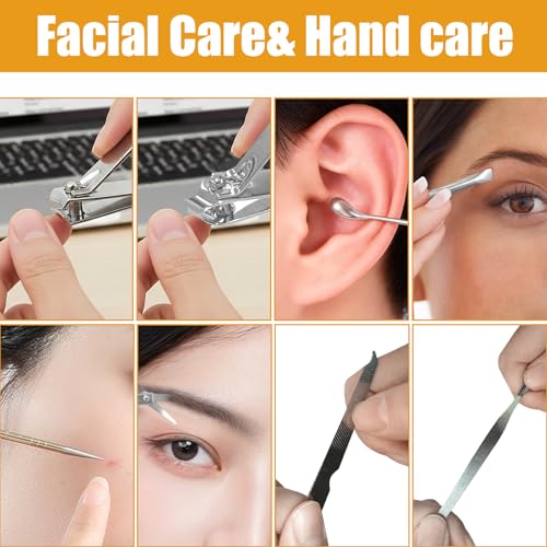 Travel Nail Kit – Manicure Set with Fingernail & Toenail Clippers, Stainless Steel Nail Tools in Travel Case, Portable Grooming Essentials for Men & Women (Beige) - color: Beige