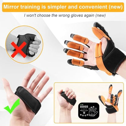 9th Generation Upgrade Rehabilitation Robot Gloves for Stroke Recovery – Hand Weakness & Hemiplegia Home Physical Therapy Device with Mirror Training & Multi-Mode (Left & Right Hand, S) - size: Left & Right Hand, S