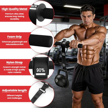 Forearm Strengthener and Wrist Roller with Thick Grip & Adjustable Strap, Ideal for Grip Strength Training, Muscle Building and Rehabilitation - color: Black