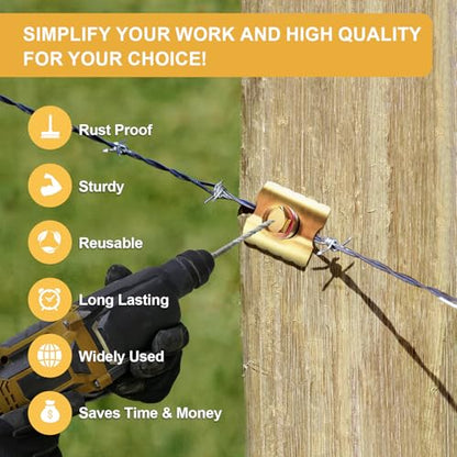 200 Pcs 2'' Fence Staples, Reusable Fasteners with Wire Fixer, Nails for Wire Mesh and Woven Fencing, Quickly Install Screws with Cordless Drill - size: 200PCS
