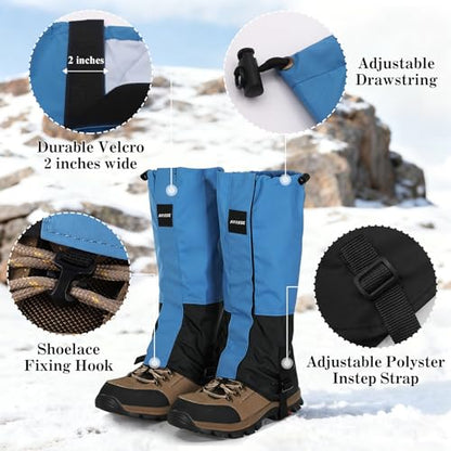 Waterproof Adjustable Hiking Gaiters for Men and Women, Snow Boots-Gaiters for Hiking in Hunting Sand Mud Mountain Climbing Snowshoeing - color: Light Blue