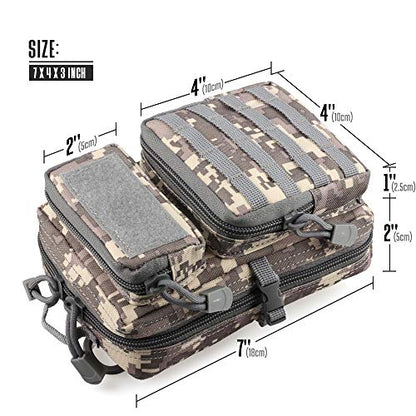 LIVANS Tactical Molle Utility Pouch, EDC Tool Pouch Tactical Phone Pouches Mini Waist Pouches Medical EDC IFAK Pack Mini Design of 3-Day Backpack - color: CamoGray