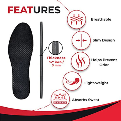 JobSite Odor Stop Insoles - Activated Charcoal Insoles - 4 Pairs