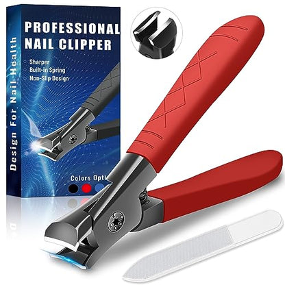 Nail Clippers for Thick Nails, Large Nail Clippers for Men, Senior Toenail Clippers for Thick Nail Heavy Duty Nail Clippers for Thick Toenails Non-Slip Long Handle Finger Nail Clippers Adult - size: red