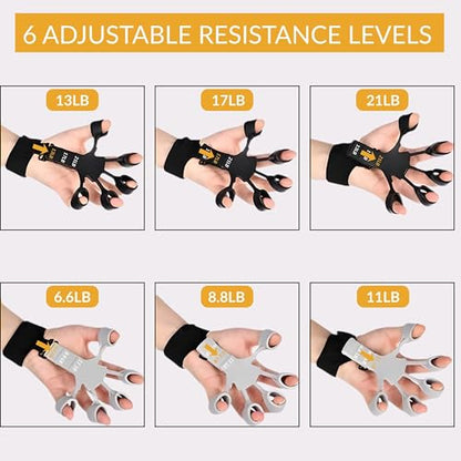 Finger Exerciser for Hand, Finger & Forearm Strength Training with Adjustable Resistance Levels, Ergonomic Finger Loops and Wrist Strap for Grip Workout & Daily Hand Exercise for Men