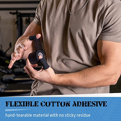 Weightlifting Tape, Stretch Sports Tape for Wrist and Hand Use, 6 Rolls, Black - color: Black