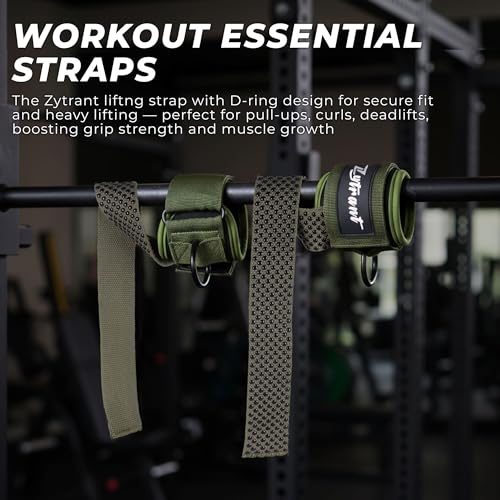 Weight Lifting Straps with Cuffed D Ring,Heavy Duty Thyick Comfortable Lifting Straps, Secure Fit, Enhanced Grip, Straps for Weightlifting & Gym Training - color: Green