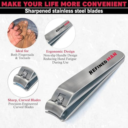 BLKSMITH Refined Man Manicure and Pedicure Kit Set of 5 - Manicure Kit for Men - Nail Clipper Kit with Nail File, Clippers, Scissors, Tweezer & Travel Case - Designed for Men (Brown/Navy) - color: Brown/Navy