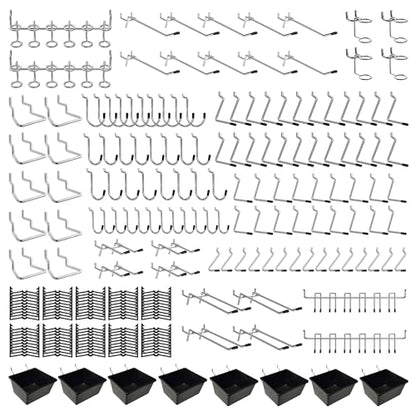 258pcs Pegboard Hooks And Accessories Set, Wall Organizer For Garage | Peg board hooks and bins set, fits 1/8, 1/4 inch boards, with peg locks, for garage, workshop, tool storage