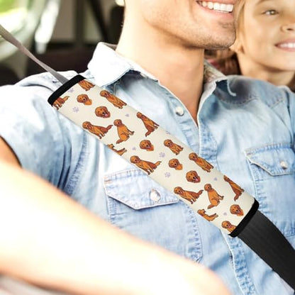 Universal Soft and Comfortable Seat Belt Shoulder Pad for Adult Use, Most Cars, 1 Pair Cute Golden Retriever Harness Pads Strap Anti-Slip Pad - color: Pattern 358