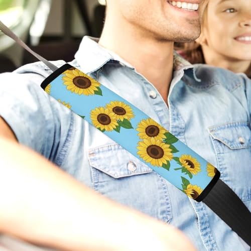 2 Pack Universal Fit Seat Belt Cover for Child, Stroller Pushchair High Chair, Beautiful Sunflower Automotive Seat Belt Protector, Pressure Relief - color: Pattern 242