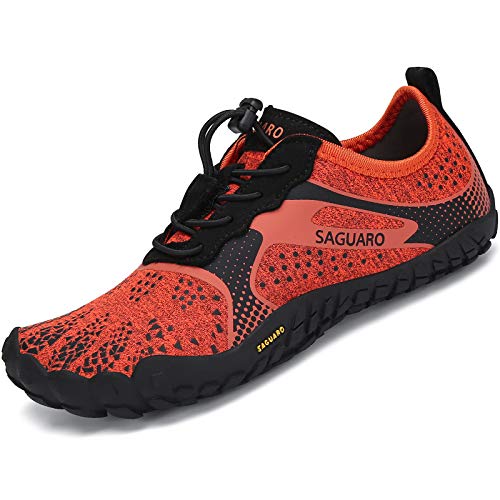 SAGUARO Kids' Barefoot Shoes Boys Girls Quick Dry Aqua Athletic Sneakers Lightweight Sport Footwear Toddler Water Shoes - color: Orange/Gray, size: 3.5 Little Kid