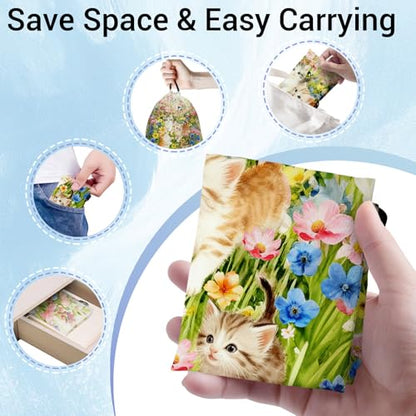 Gymnastics Grip Bag Colorful Flower Cat Small Pouch String Gym Athlete Bag - color: Colorful Floral Cat
