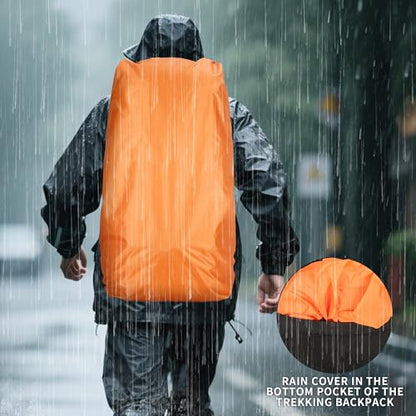 75L Hiking Backpack with Rain Cover Waterproof Camping Backpack Shoes Warehouse for Men Women, Frameless - color: Black, size: 60L